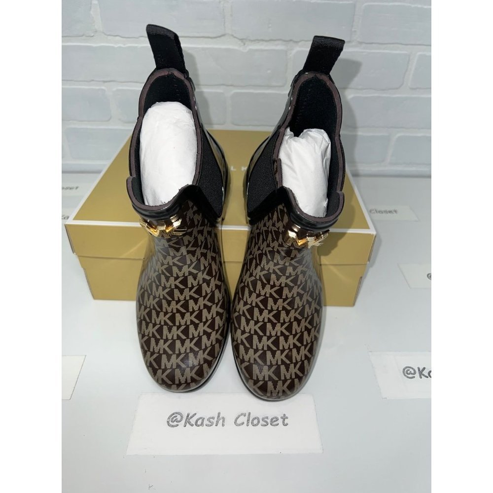New Michael Kors Sidney Rain boots black brown - Picture 4 of 10
